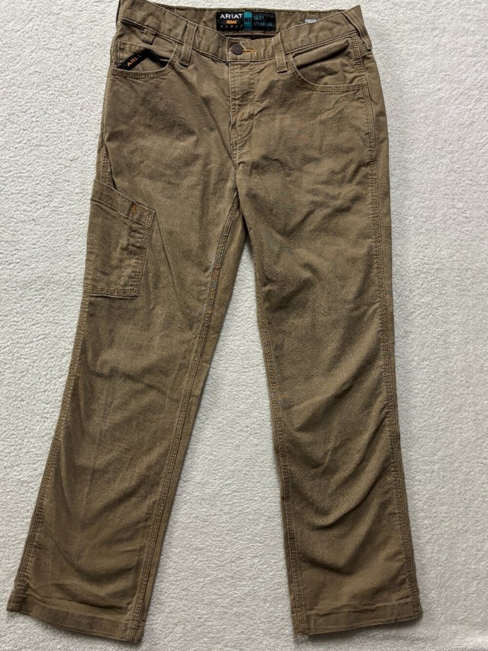 Ariat M7 Rebar Pants Mens 30x32 Slim Straight Leg Khaki Brown Workwear Utility